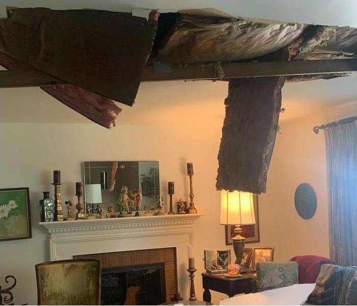 storm damaged livingroom