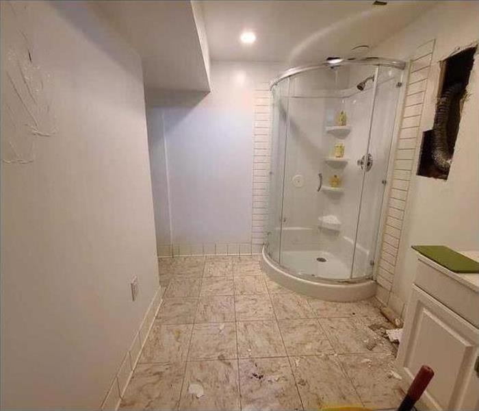 repaired shower area